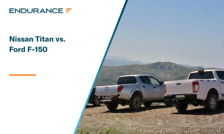 Off-road pickup trucks on top of a mountain